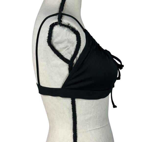 Blooming Jelly Large Bikini Swim Top Ribbed Keyhole Spaghetti Strap Padded Black - Picture 3 of 8